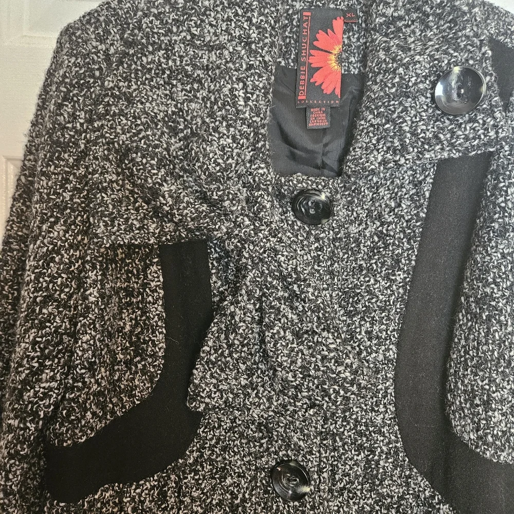 DEBBIE SHUCHAT COLLECTION WOMEN  CHARMING MID LONG TWEED COAT SIZE XL - Picture 12 of 16